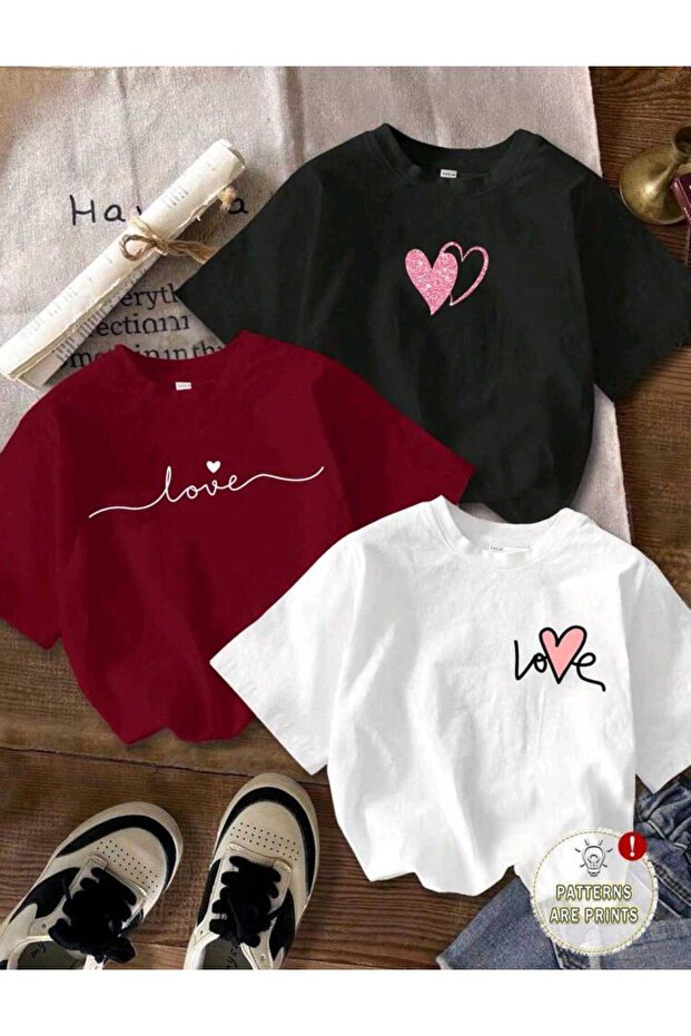 Unisex Men/Women 3-Piece Special Printed Oversized Cotton T-Shirt