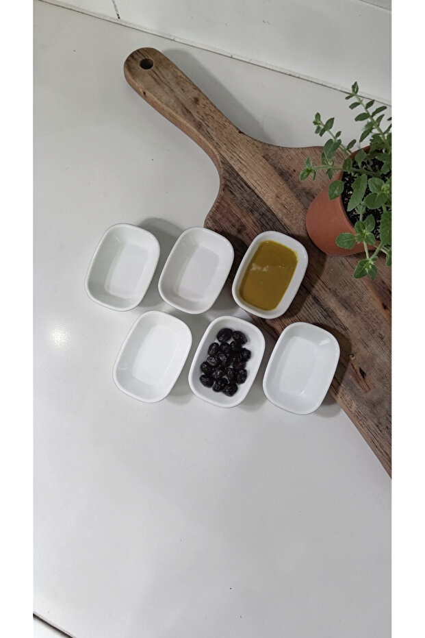 Amaç Yaşam 6 Pieces Sauce Bowl Breakfast Plate White Melamine 12X9Cm Restaurant Spreader Breakfast Plate