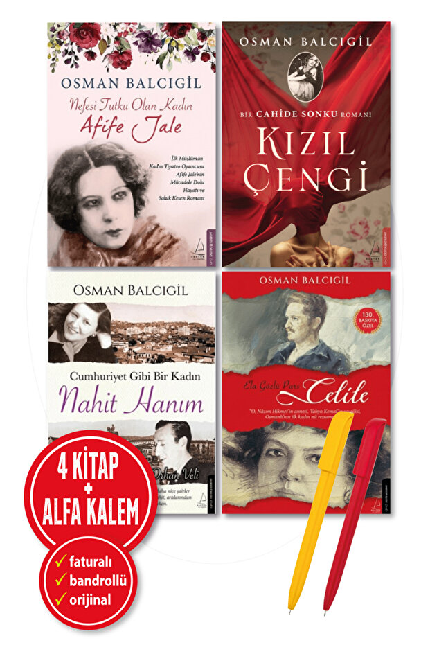 Alfa Kalem</DNTCTMS>+ Kızıl Çengi+ Afife Jale</DNTCTMS>+ Nahit Hanım+ Ela Gözlü Pars Celile</DNTCTMS>+ Osman Balcıgil 4 Books+New