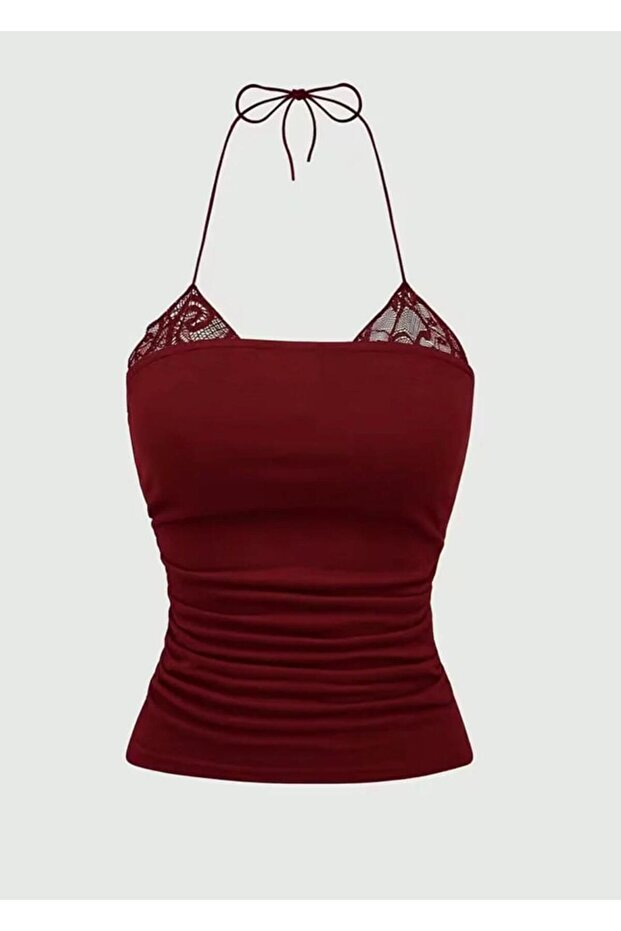 Dantel Detaylı Askılı Örme Şık Bluz - 2