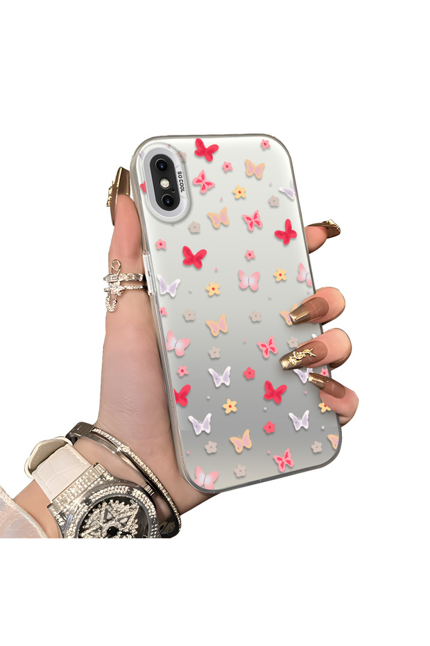 iPhone XS Max Compatible Hard Acrylic Back Silicone Edge Lens Protection Butterfly Case