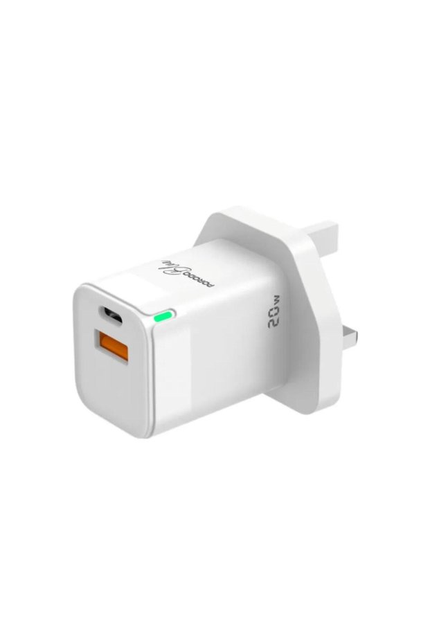 Ultra-Quick 20W Wall Charger with USB-C & USB-A Ports, 1M Type-C Cable, Fast Charging Ad