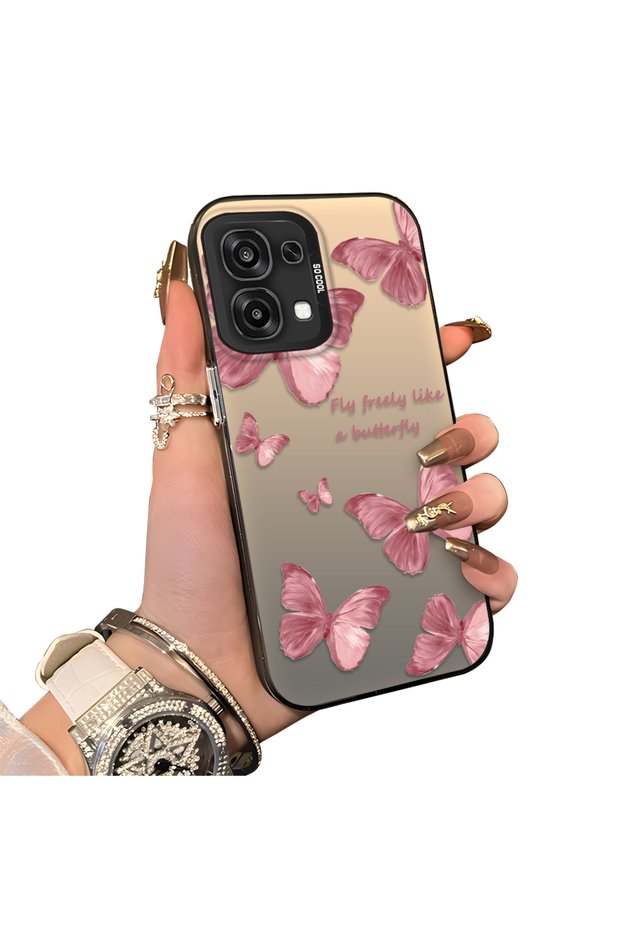 Oppo F31 Compatible Hard Acrylic Back Silicone Edge Lens Protection Butterfly Case