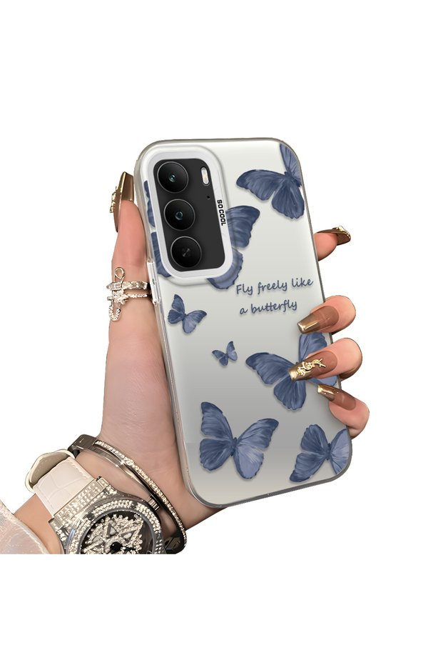 Realme C75 4g Compatible Hard Acrylic Back Silicone Edge Lens Protection Butterfly Case
