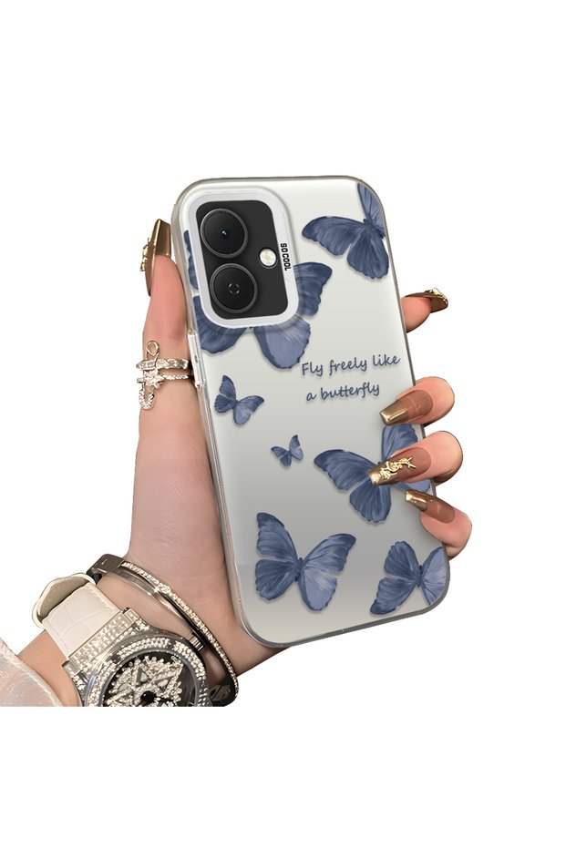 Tecno Spark Go 2(Km4) Compatible Hard Acrylic Back Silicone Edge Lens Protection Butterfly Case
