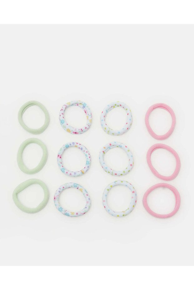 Girls Assorted Embellished Hair Elastic Set (Pack of 12)