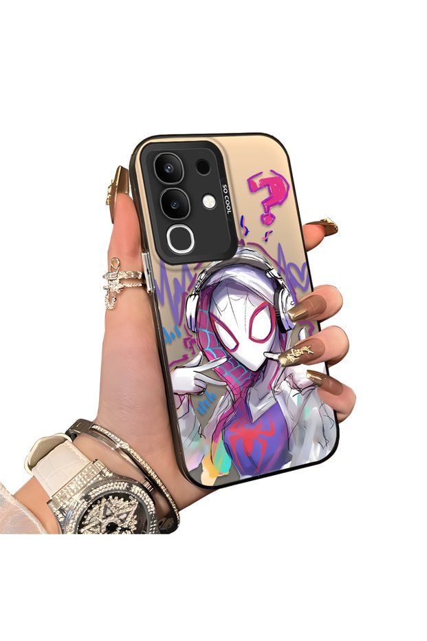 Vivo Y29 4g(V2434) Compatible Spiderman Couple Case Acrylic Back Silicone Edge Protection