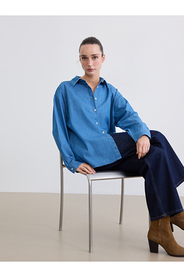 Nevavm Oversize Women's Jean Shirt with a Difference