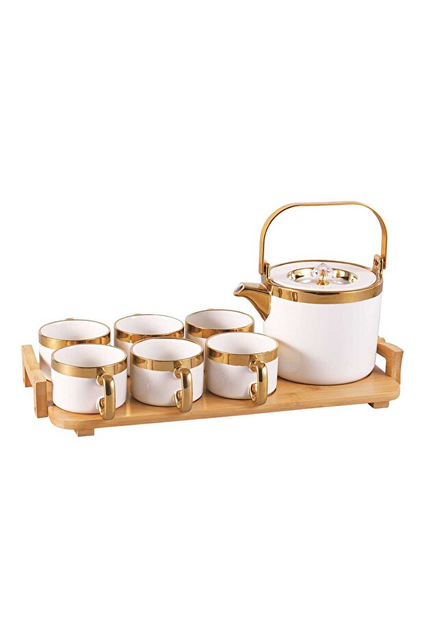 6 Tea Cup Set with Bamboo Tray