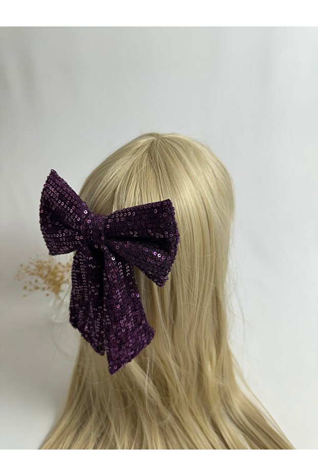 Purple Sequin Bow Automatic Buckle - 3