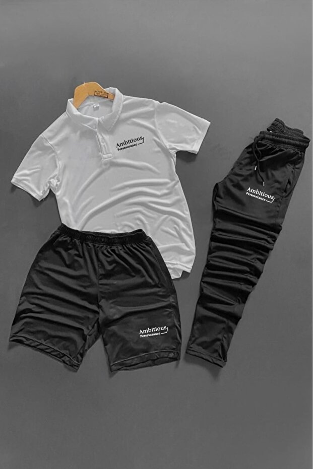 Polo Yaka Ambitions 3-Piece Printed Men's Scuba Bottom and Top Tracksuit Set