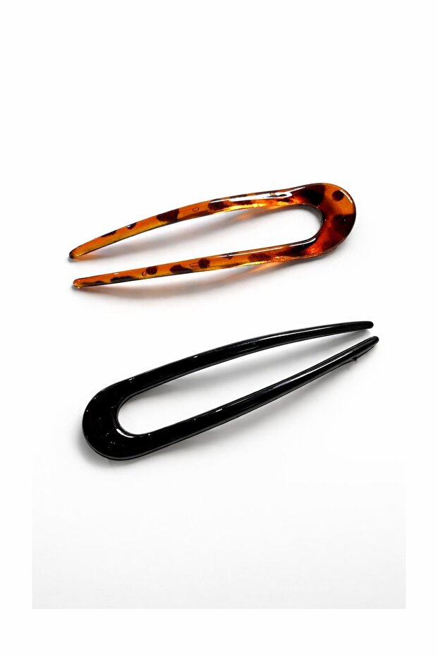 2 Pieces of Plastic U French Bun Clips