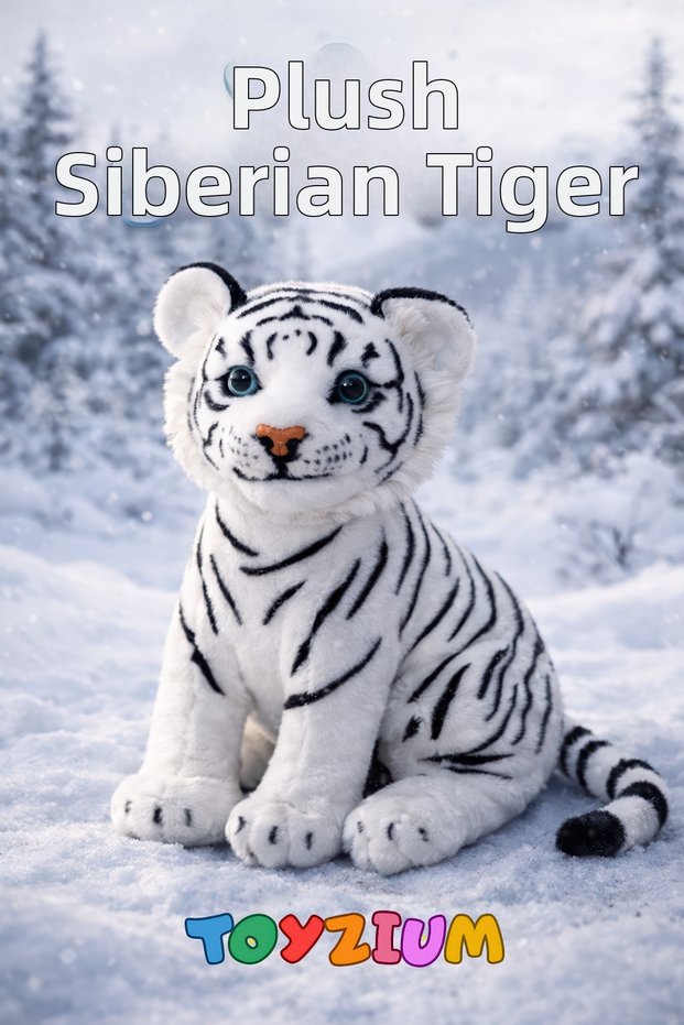 Plush Siberian Tiger Toy 27 cm – Play & Sleep Companion - Adorable Design