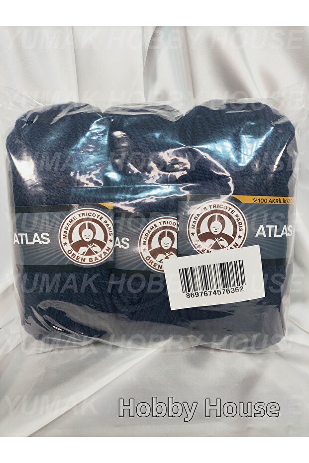 Atlas Navy Blue Hand Knitting Yarn (3 Pieces) - Color: 019