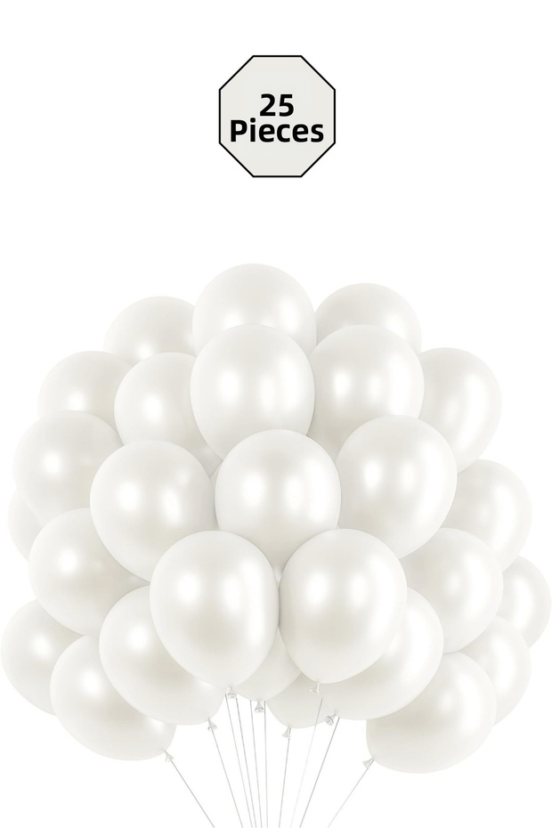 Metallic White Balloons 25 Pieces - Stylish Party and Decoration Set
