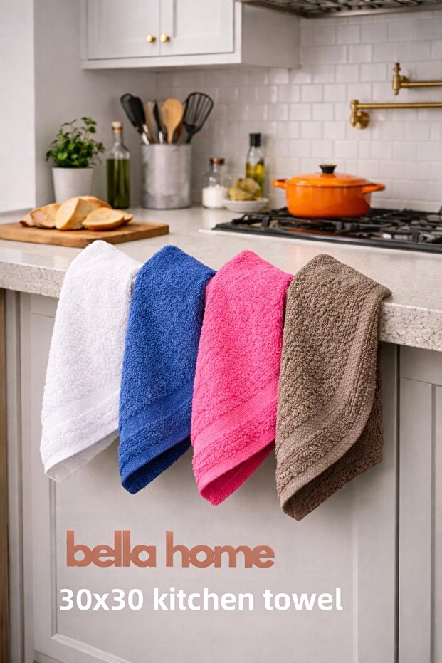 100% Cotton Towel Washcloth | 30X30 cm | Set of 4 | Soft & Highly Absorbent