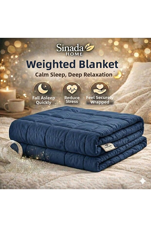 Weighted Blanket Single Person Quilt 6 kg Blue 155X215 100% Wool Filled Can Be Used in 4 Seasons