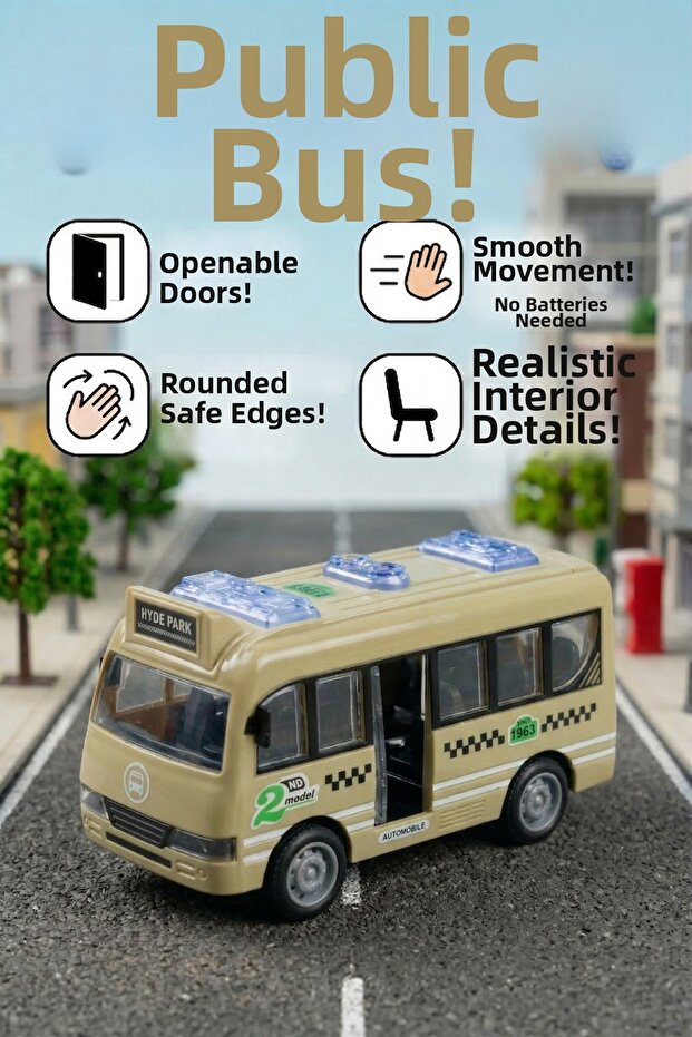 Toy Bus Doors Can Be Opened, Sliding, Battery-Free, Safe Minibus Car