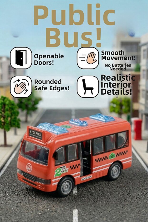 Toy Bus Doors Can Be Opened, Sliding, Battery-Free, Safe Minibus Car