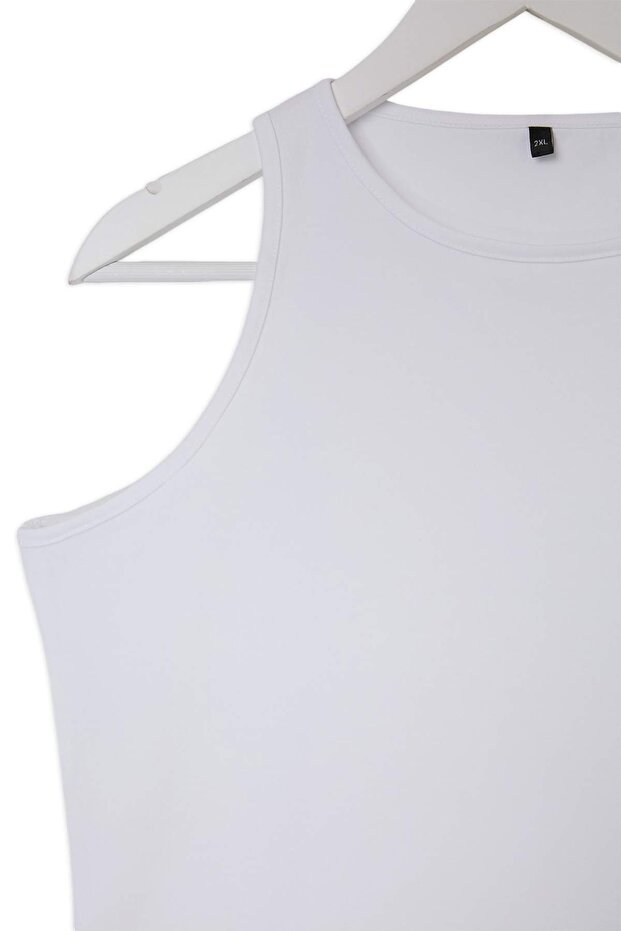 Beyaz Halter Yaka Esnek Rahat Büyük Beden Atlet  TBBSS26CV00014 - 5