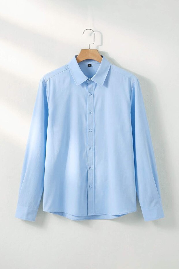 Mavi Normal Kalıp/Regular Fit Poplin Yazlık Erkek Dokuma Gömlek TMNSS26GO00030 - 4