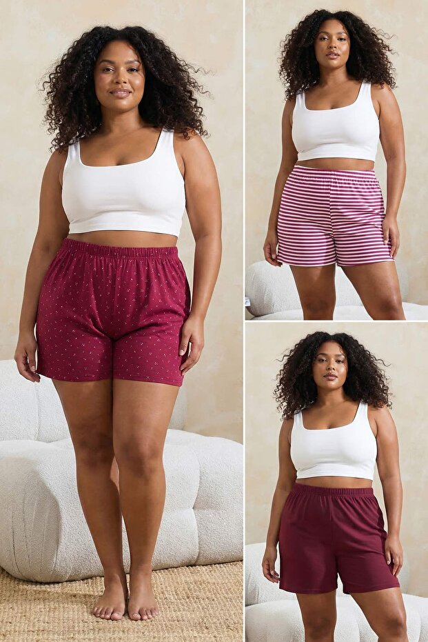 Bordo 3'lü 100% Pamuk Süprem Örme Pijama Altı TBBSS25IA00006 - 4