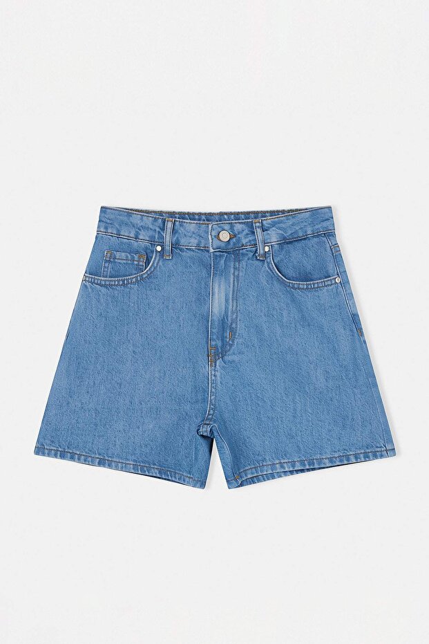 Mavi City Boy %100 Pamuk Yüksek Bel Denim Şort TWOSS26SR00170 - 5
