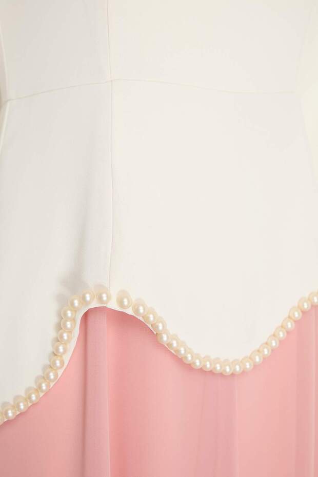 Pembe A-line Kalın Crep Dokuma Tesettür Abiye TCTSS26DB00016 - 7