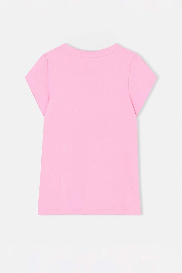 Pembe V Yaka Düğmeli Kaşkorse Örme Büyük Beden Bluz TBBSS26AF00123 - 5