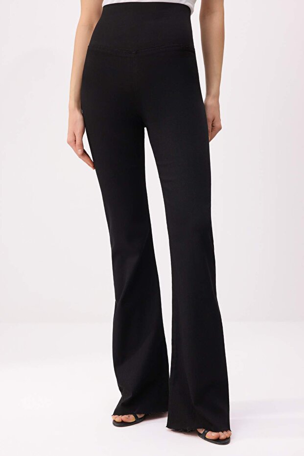 Siyah Yüksek Bel Yumuşak Ekstra Esneyen Örme Skinny Tayt Jeans TWOSS26JE00284 - 3
