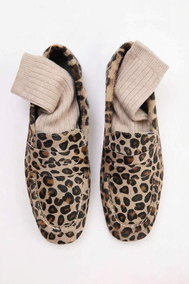 Hakiki Deri Çok Renkli Leopar Desenli Kadın Loafer TAKSS26LA00010 - 2