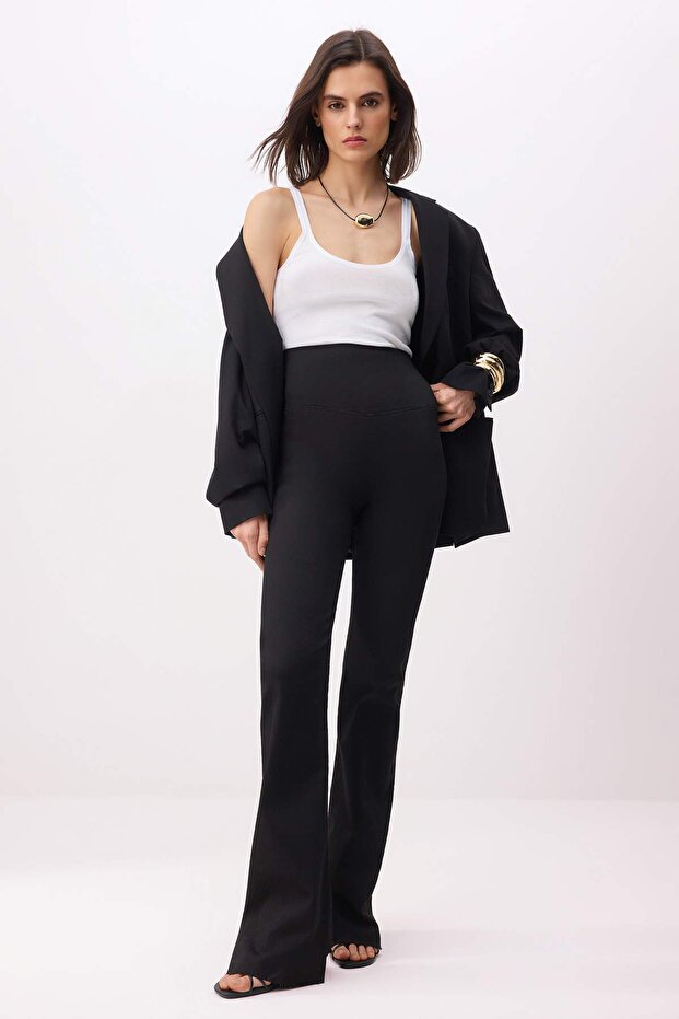 Siyah Yüksek Bel Yumuşak Ekstra Esneyen Örme Skinny Tayt Jeans TWOSS26JE00284 - 1