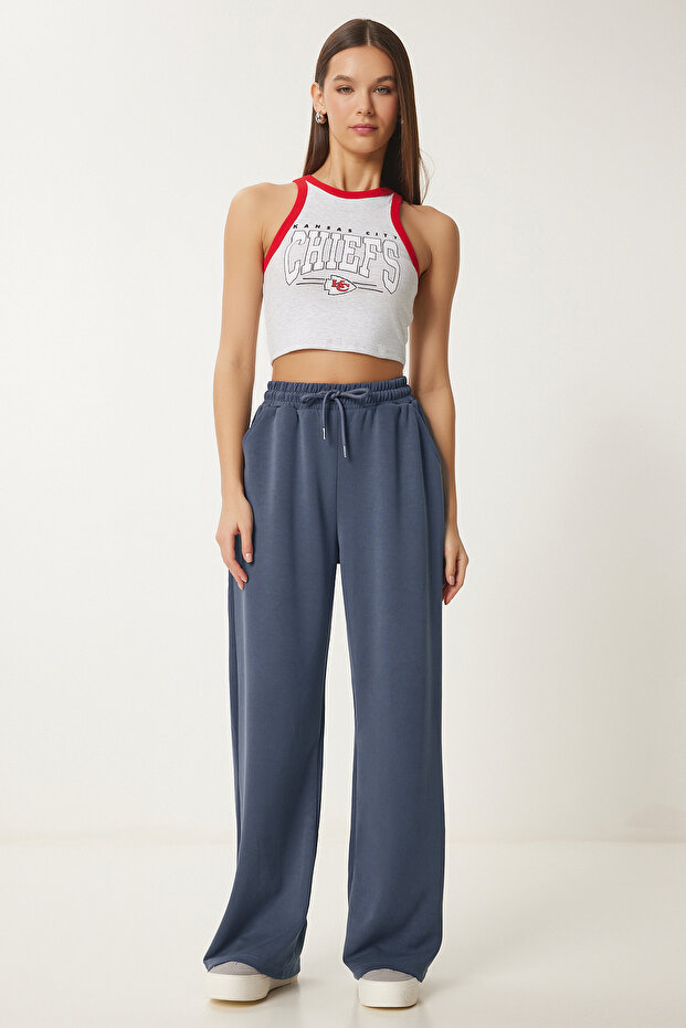 Wide Leg Modal Sweatpants Smoked Lub0070