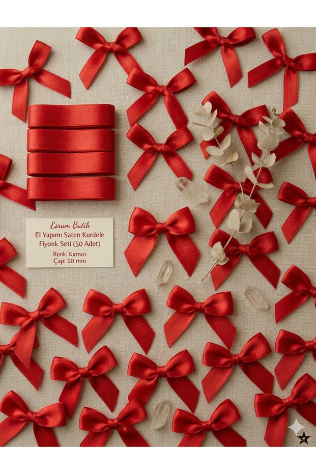 Red 50 Pieces 10 mm Satin Ribbon Bows - Wedding Favors, Gift and Balloon Decoration