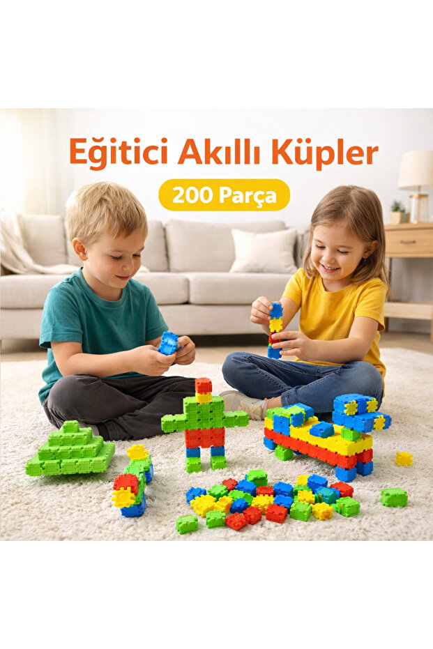 Fast Story Akıllı Küpler 200'lü Puzzle Eğlenceli Öğretici Çocuk Oyunu Beceri Geliştirme Oyunu Eğitici Oyuncak