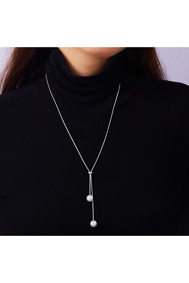 Colier Lung Elegant cu elemente tip perla - 2