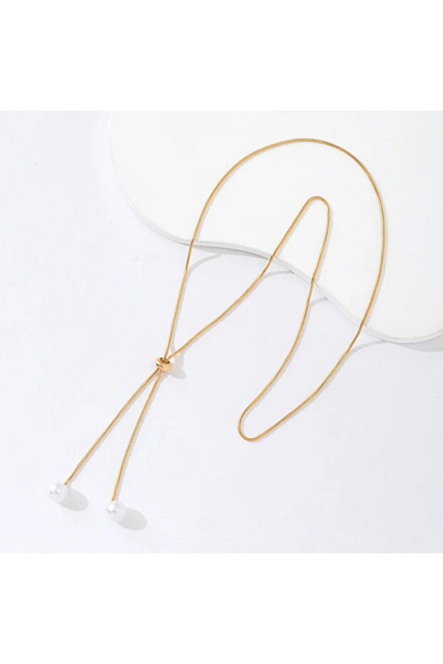 Colier Lung Elegant cu elemente tip perla