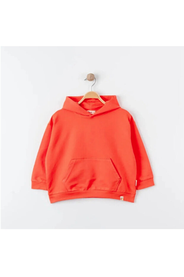 Sweatshirt Kapüşonlu Oversize Theme Mercan - 1