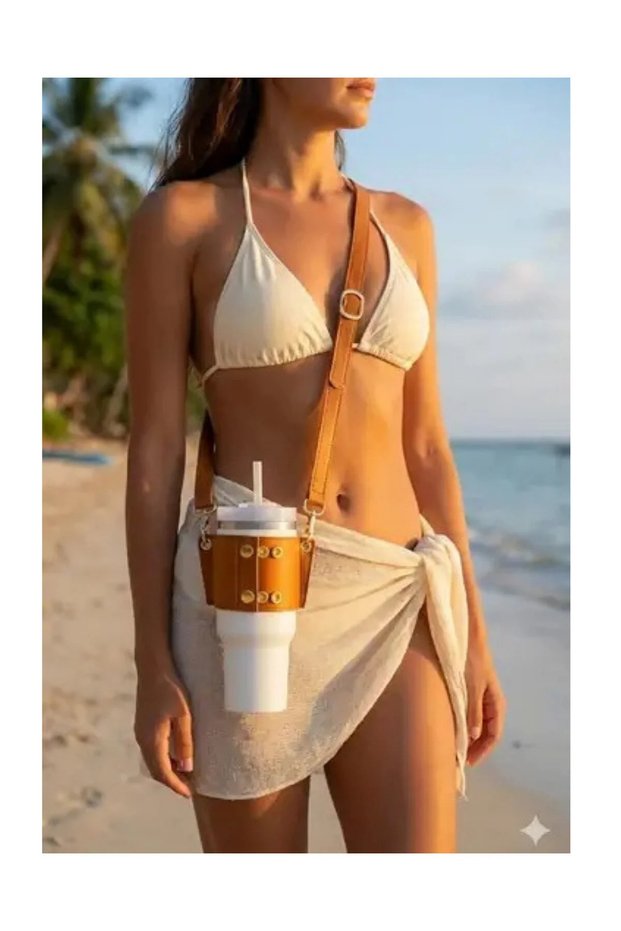 Thermos Bag with Straw, Compatible with Quencher 1.18 and Iceflow 0.89 and Other Brands, Cream Bag