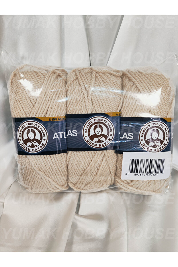 Atlas Beige Hand Knitting Yarn (3 Pieces) - Color: 113
