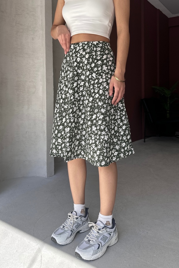 Women's Midi Length Patterned Wrap Skirt