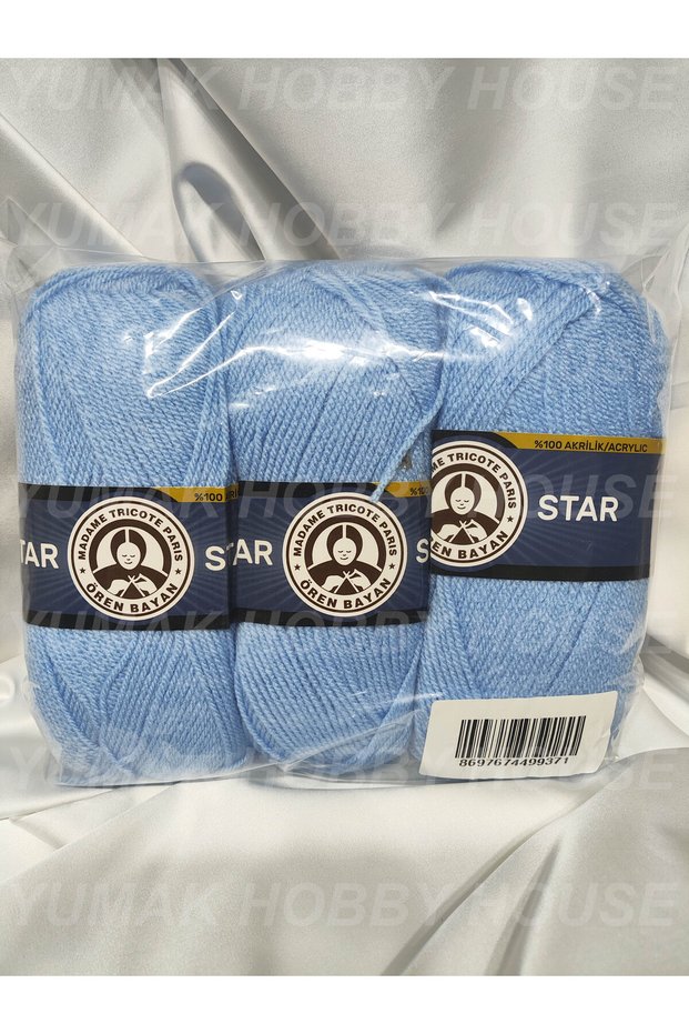 Ören Star Blue Hand Knitting Yarn (3 Pieces) - Color: 012
