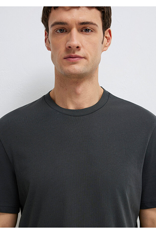 Antrasit Basic Tişört Regular Fit / Normal Kesim 0613477-70092 - 7