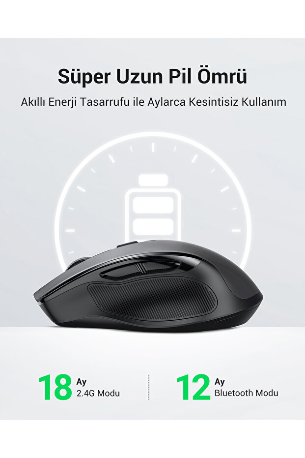 4000 DPI Dual Mode 2.4GHz Kablosuz ve Bluetooth Sessiz Optik Mouse, 90855 - 7