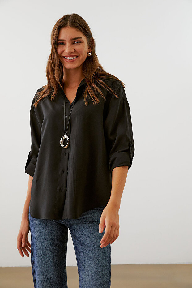 Apoletli Oversize Gömlek - 4