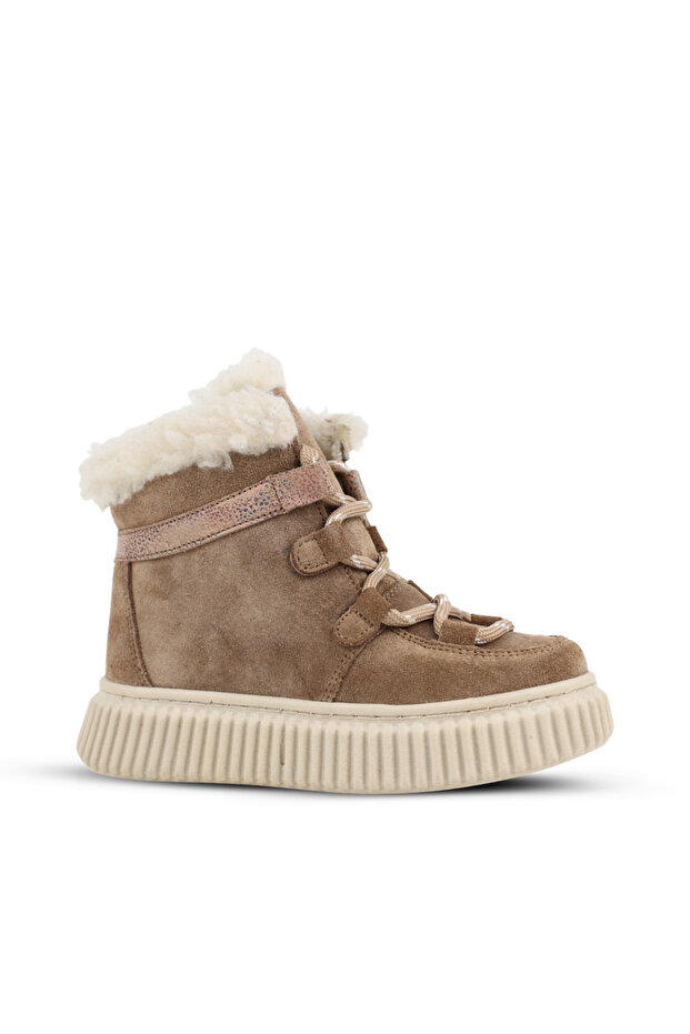 Adia Nubuck Plush Fur Girl's Boots Sand Color