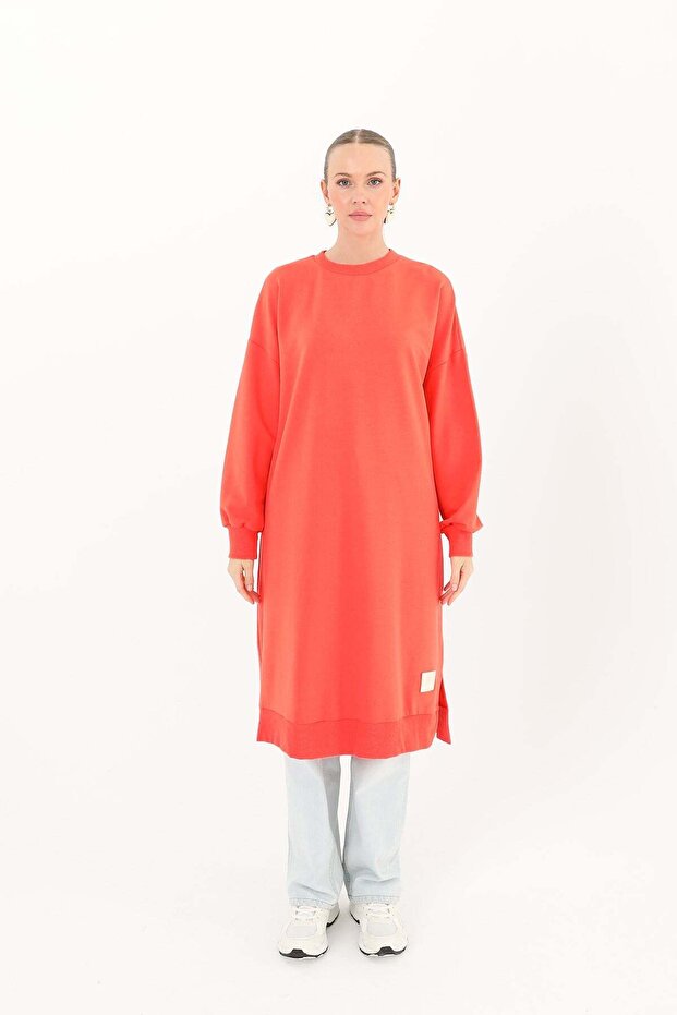 Kadın Basic Tunic - 30645TUN - Mercan - 8