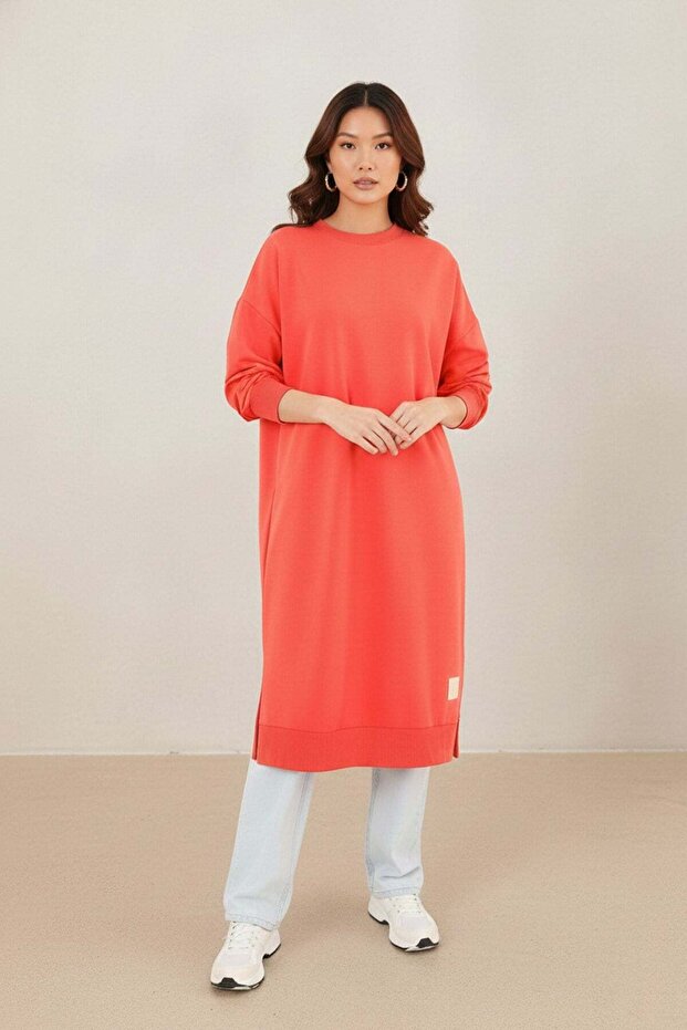 Kadın Basic Tunic - 30645TUN - Mercan - 2