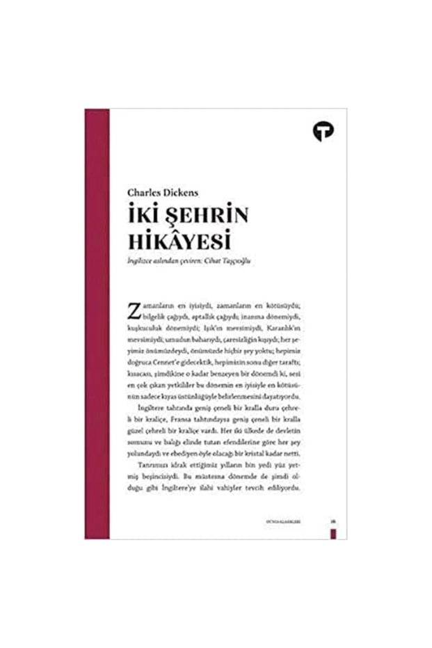 İki Şehrin Hikayesi / Turkuvaz Kitap / Charles Dickens