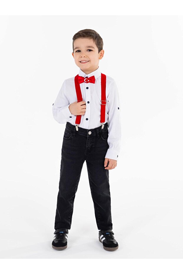 Eyeglass Embroidered Shirt for 2-5 Years Old - White